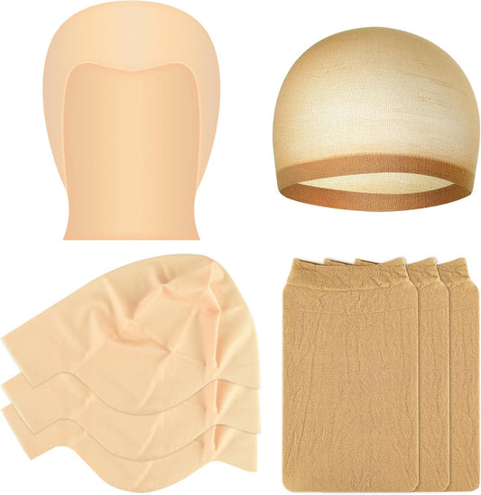 Bouiexye bald cap set with latex and nylon caps front view