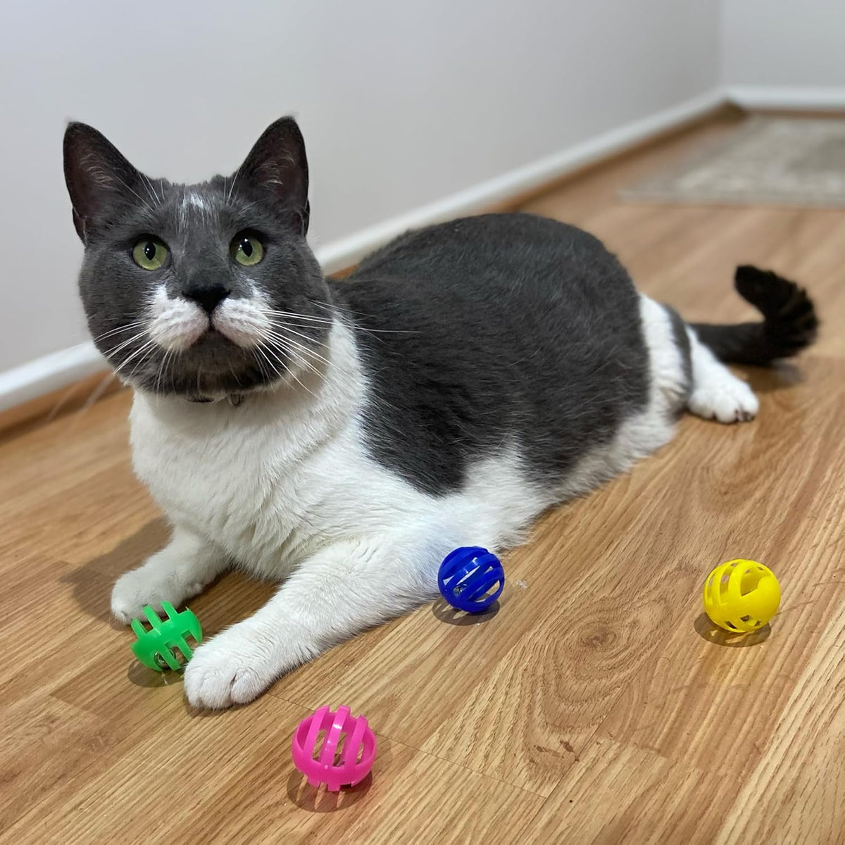 SPOT Slotted Balls Cat Toy - Interactive Cat Toys for Indoor Cats to Chase, Hunt and Stimulate - Jingle Bell Inside for Sound When Batted Around - Safe and Non-Toxic - 1.5" Assorted 4-Pack - Image 4