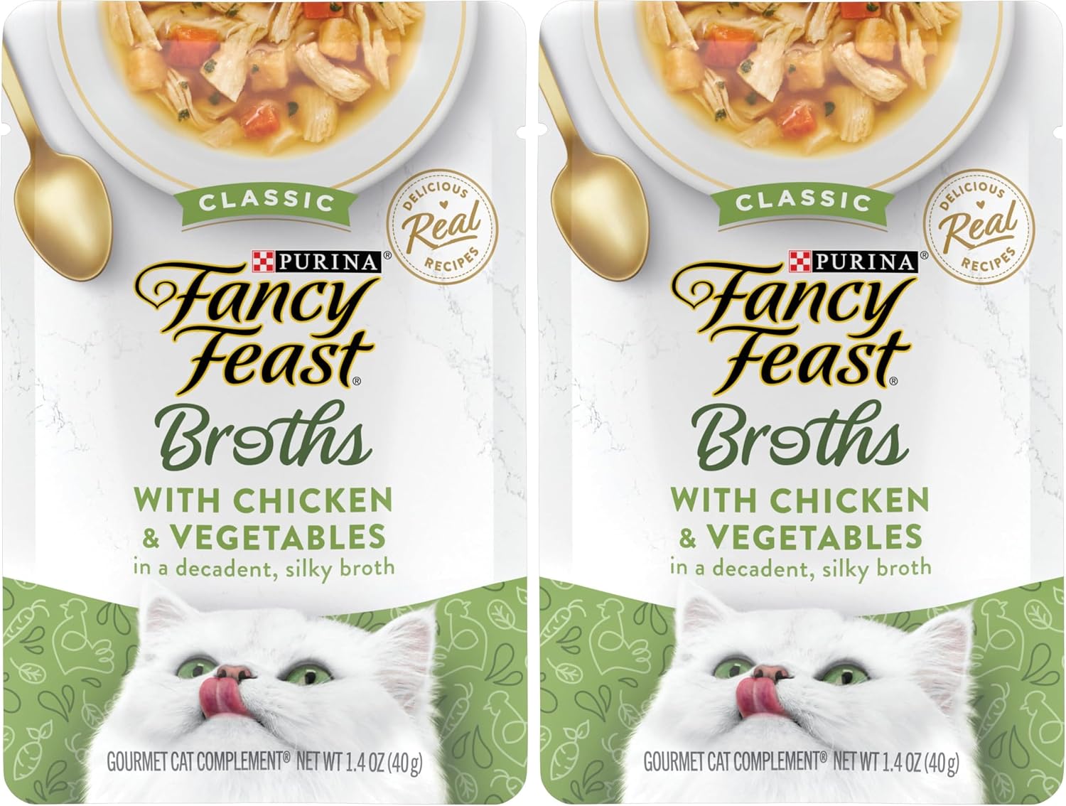 Purina Fancy Feast Broths Classic With Chicken and Vegetables Lickable Wet Cat Food Broth Topper, Pack of 16, 1.4 oz Pouches - Image 10