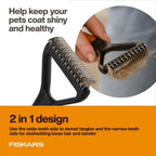 Side profile of Fiskars SoftGrip handle for pet deshedding