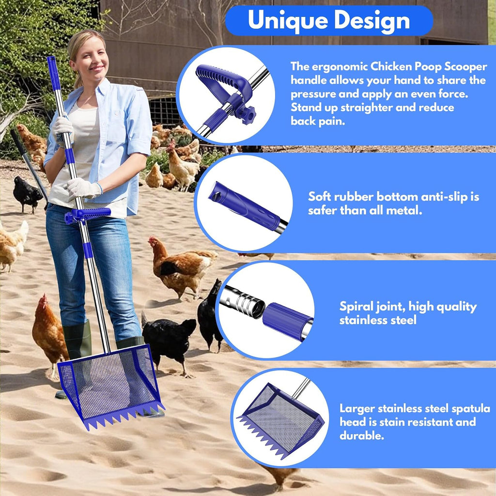 Veemi two in one coop cleaner extended handle view for pet waste management