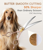 Adjustable center tension screw on rose gold pet trimming shears