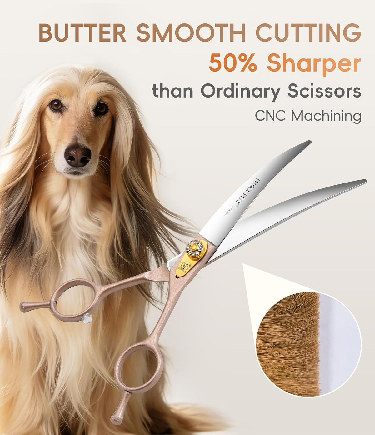 Adjustable center tension screw on rose gold pet trimming shears