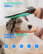 Electrostatic grey fabric side of pet hair remover glove