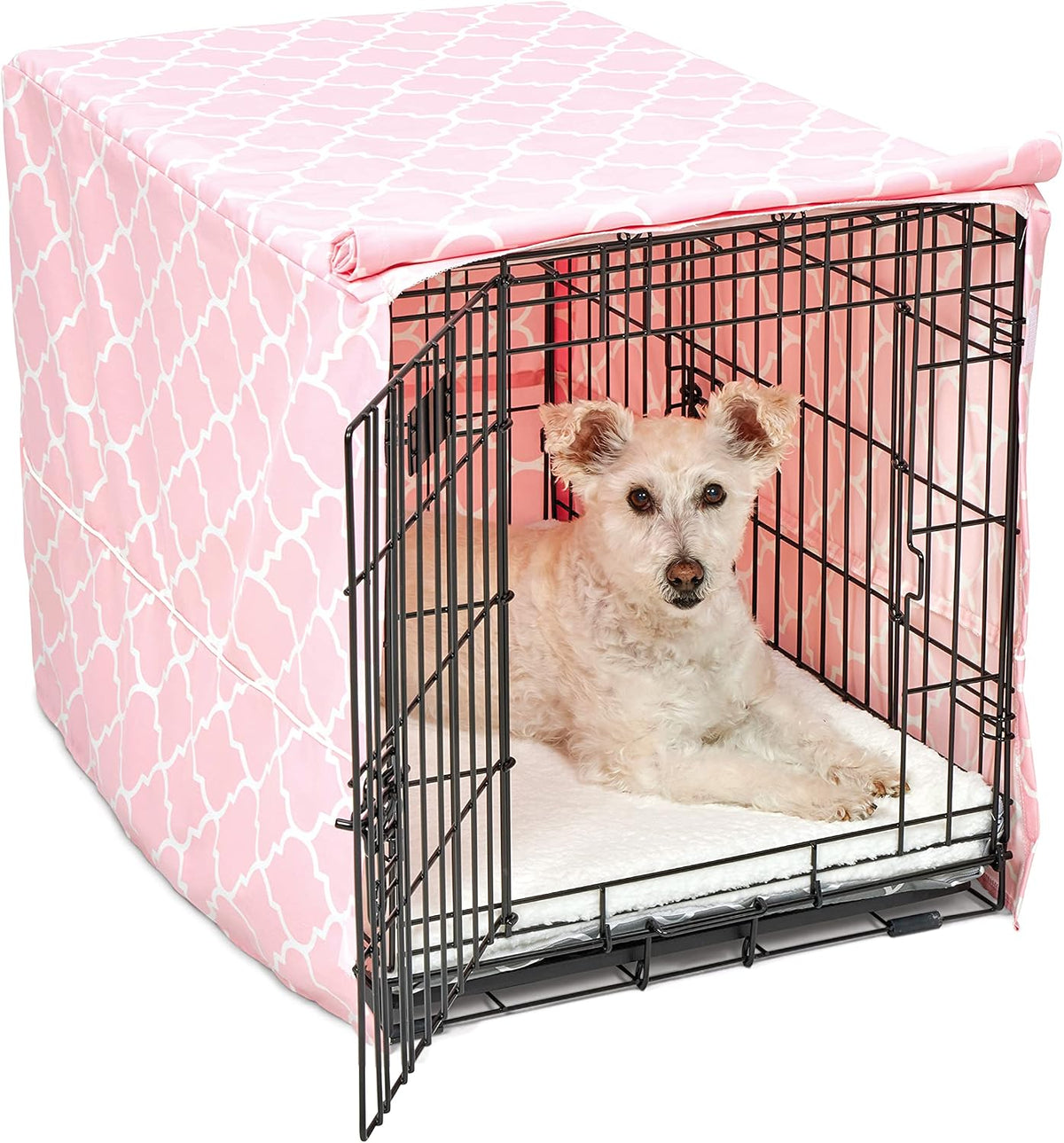 MidWest Homes for Pets Small Dog Crate Cover Featuring Teflon Fabric Protector, Poly-Cotton Privacy Kennel Cover Fits Most 24-inch Crates, Pink Designer Print, Machine Washable, Reduces Barking - Image 9