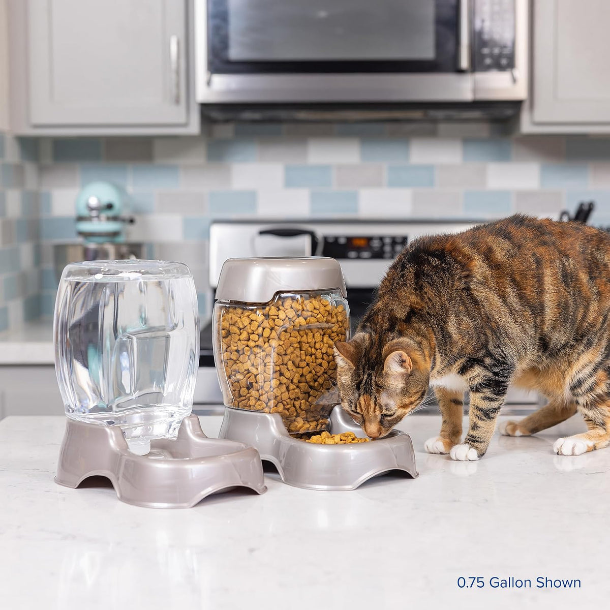 Premium Pearl Gray pet water station placed inside a modern home setup.