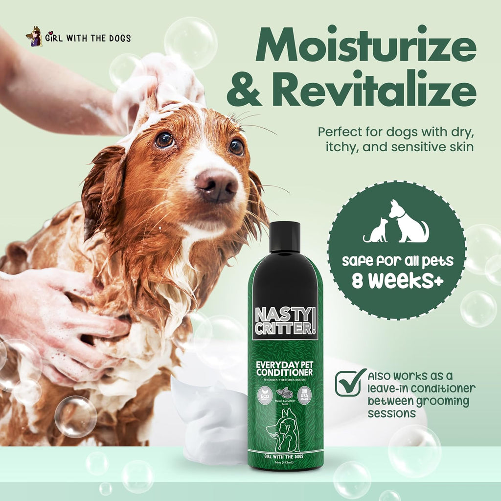 USA imported hypoallergenic dog conditioner with cucumber melon scent