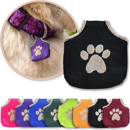 Woofhoof Dog Tag Silencer, Pink Pawprint - Quiet Noisy Pet Tags - Fits Up to Four Pet IDs - Dog Tag Cover Protects Metal Pets IDs, Made of Durable Nylon, Universal Fit, Machine Washable - Image 13
