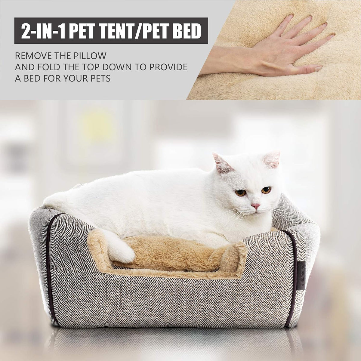 Windracing cat house with plush removable cushion