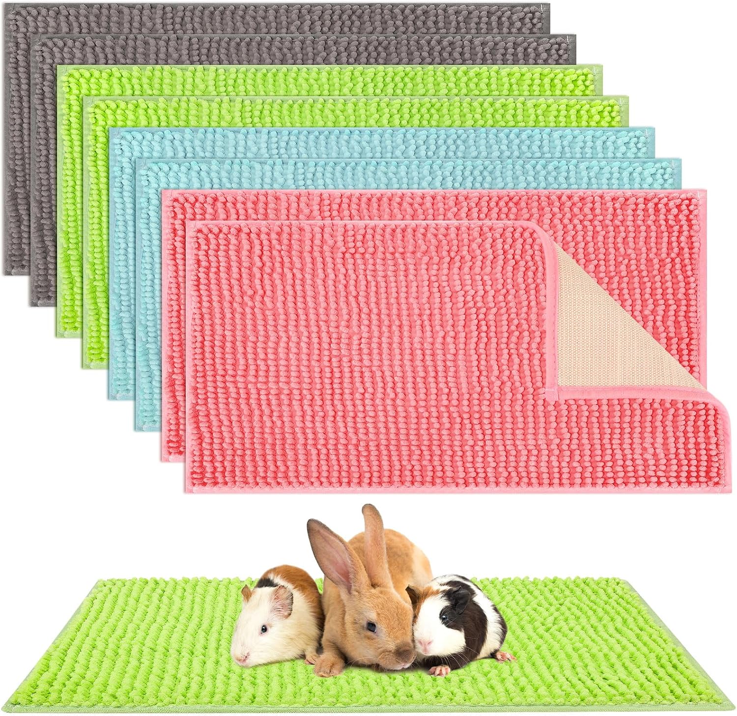 Barydat 8 Pcs Guinea Pig Cage Liner for Guinea Pig Cage Bedding Reusable Rabbit Mat Pad Washable Training Pad Animal Sleeping Bedding Mat(16x12'',Gray, Green, Pink, Blue) - Image 10