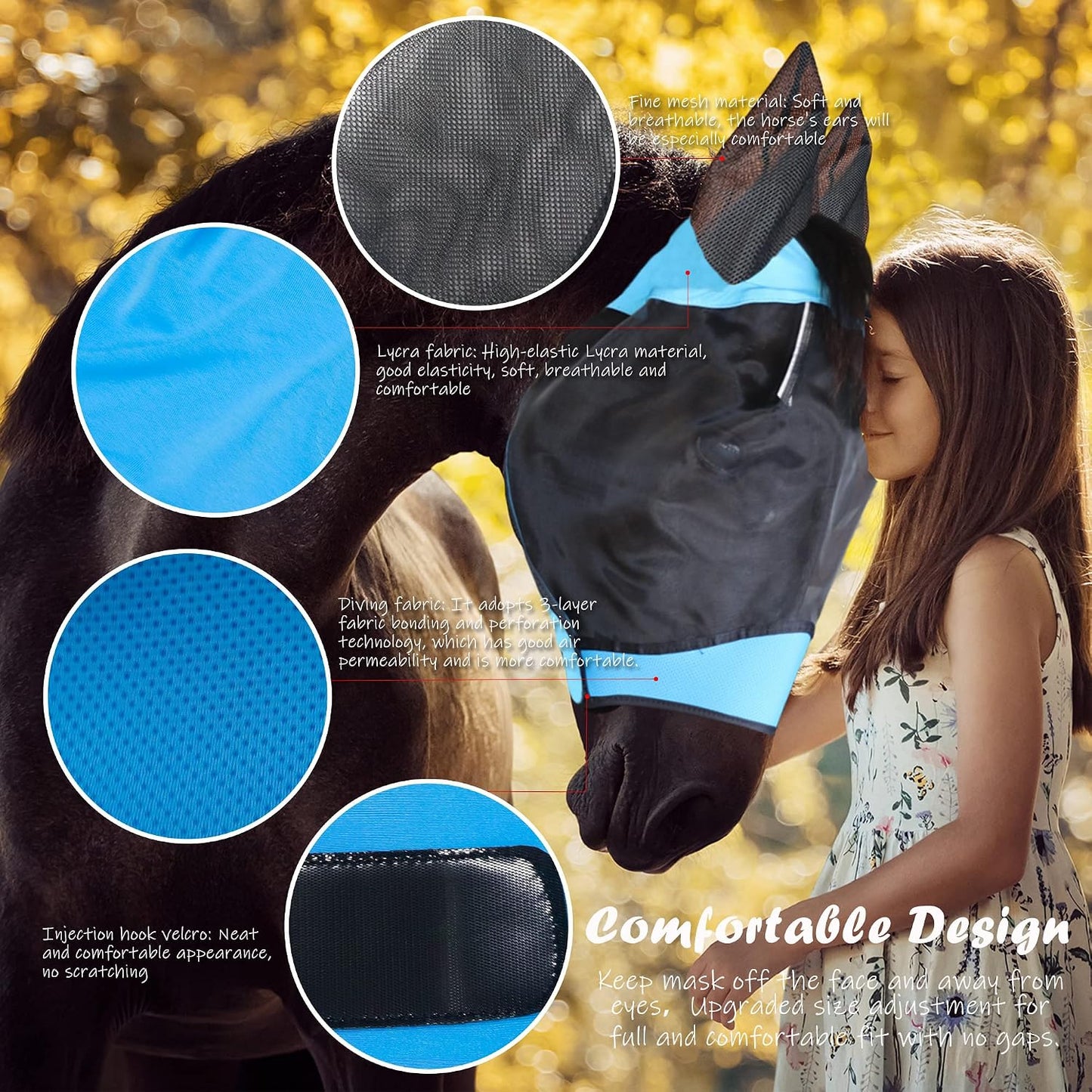 SMFUSMFU horse mask adjustable Velcro strap feature