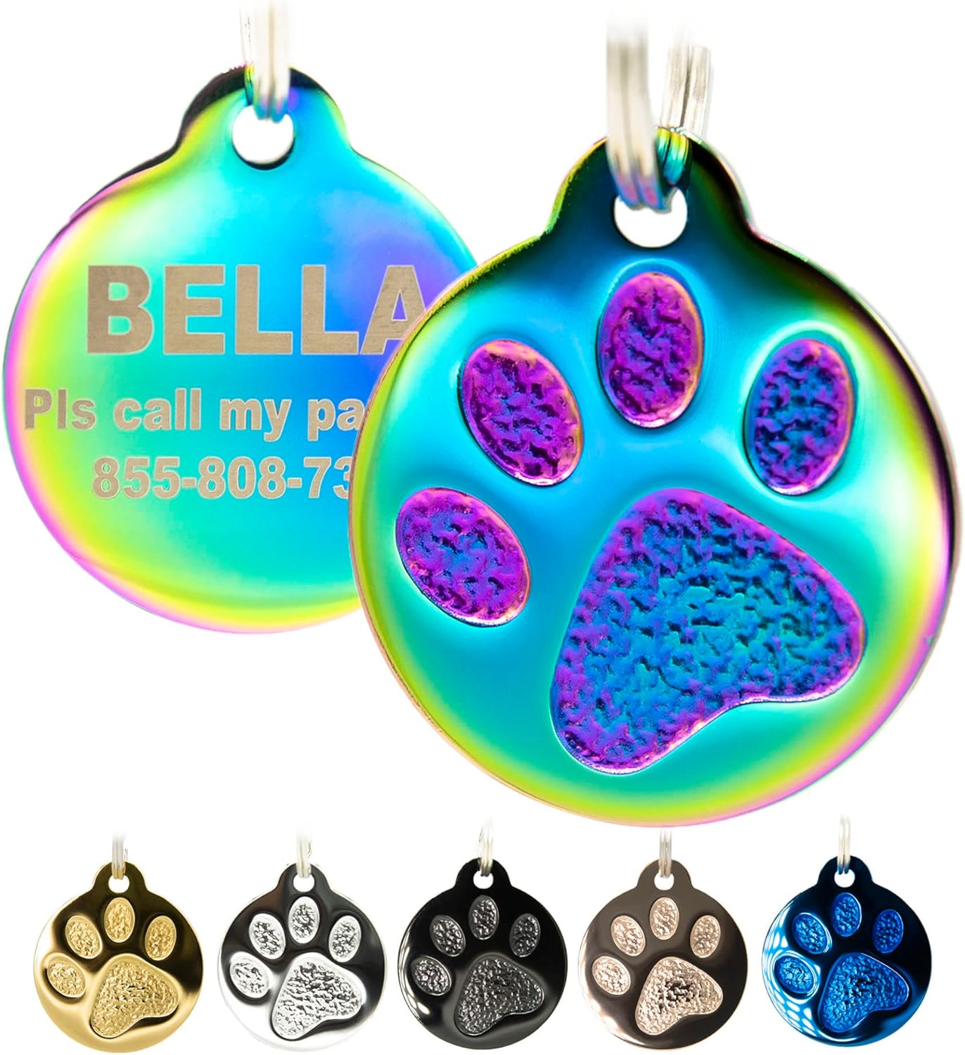 PetANTastic USA imported custom metallic dog tag packaged with collar ring