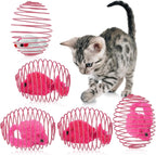 Jecery 25 Pcs Cat Spring Balls Toys Stretchable Rolling Balls Colorful Playful Coils Interactive Action Toy Caged Rats for Kitten Pet Supplies (Mouse and Bell,Colorful) - Image 13