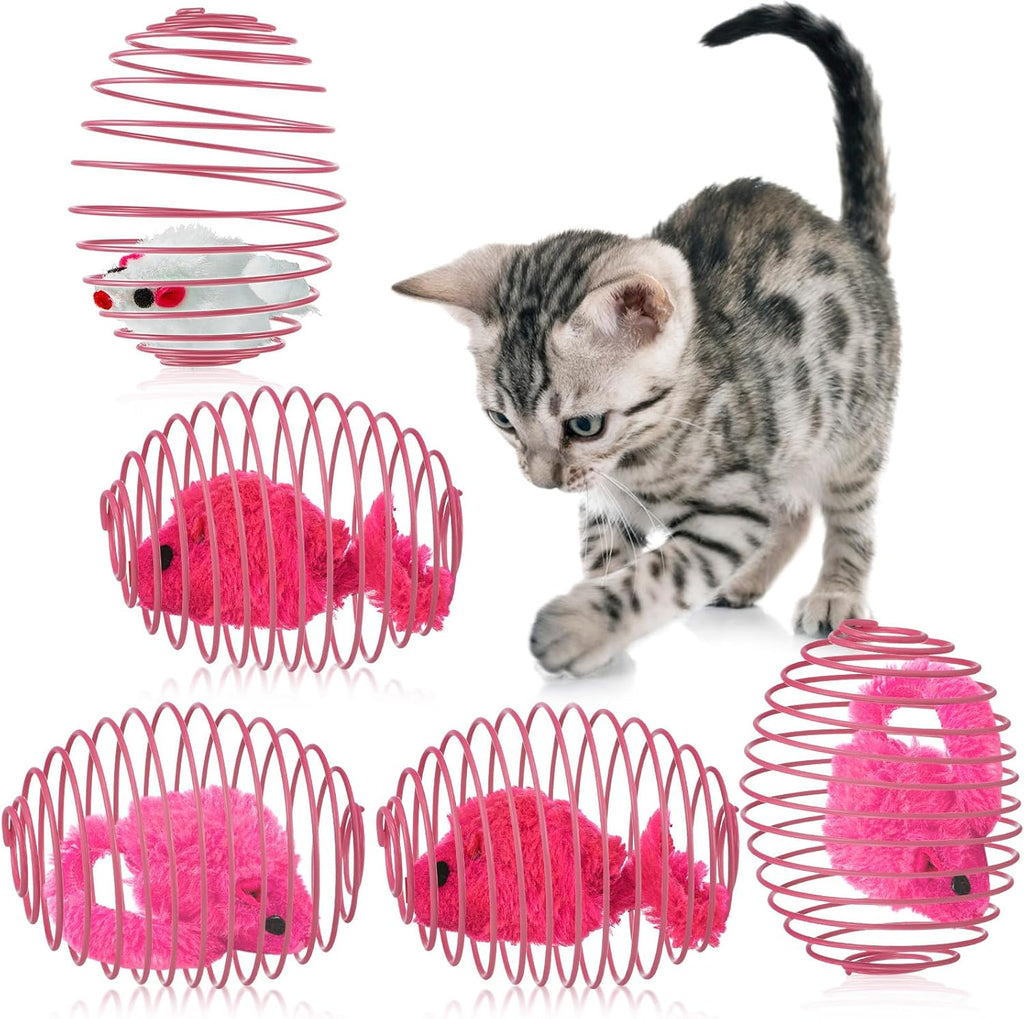 Jecery 5 Pcs Cat Spring Balls Toys Stretchable Rolling Balls Colorful Playful Coils Interactive Action Toy Caged Rats for Kitten Pet Supplies (Mouse,Multicolor) - Image 11