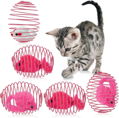 Jecery 5 Pcs Cat Spring Balls Toys Stretchable Rolling Balls Colorful Playful Coils Interactive Action Toy Caged Rats for Kitten Pet Supplies (Mouse,Multicolor) - Image 11