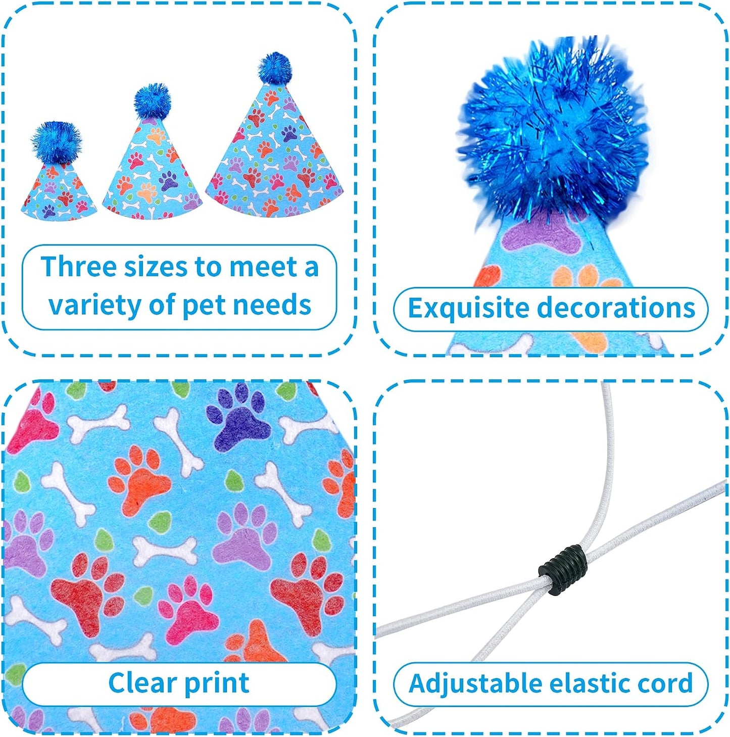 JpGdn dog party hat with adjustable elastic strap and buckle visible