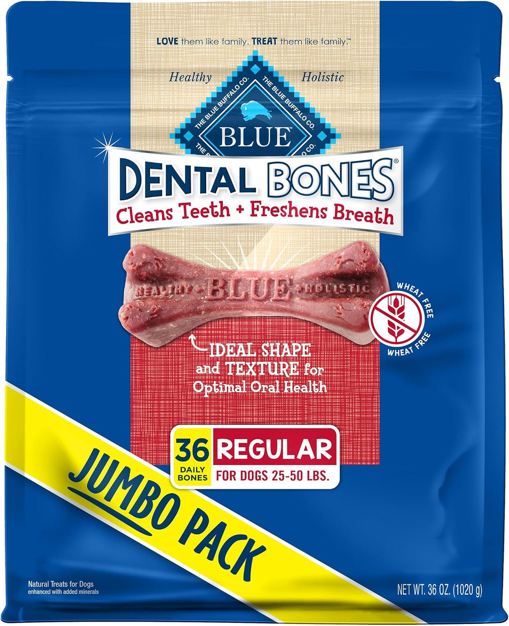 Close up view of the highly digestible large natural dental chew bone with specialized ridges.