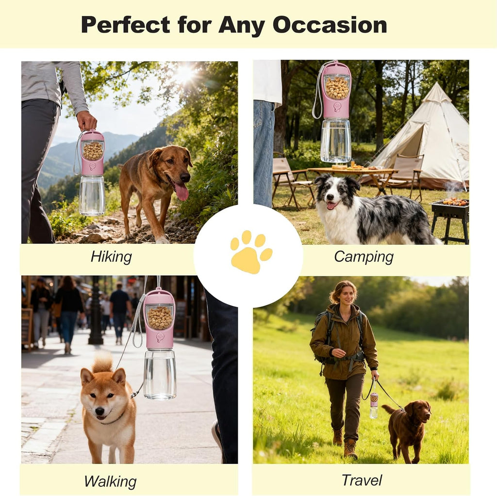 Compact puppy travel essentials water bottle showcasing the secure silicone seal ring