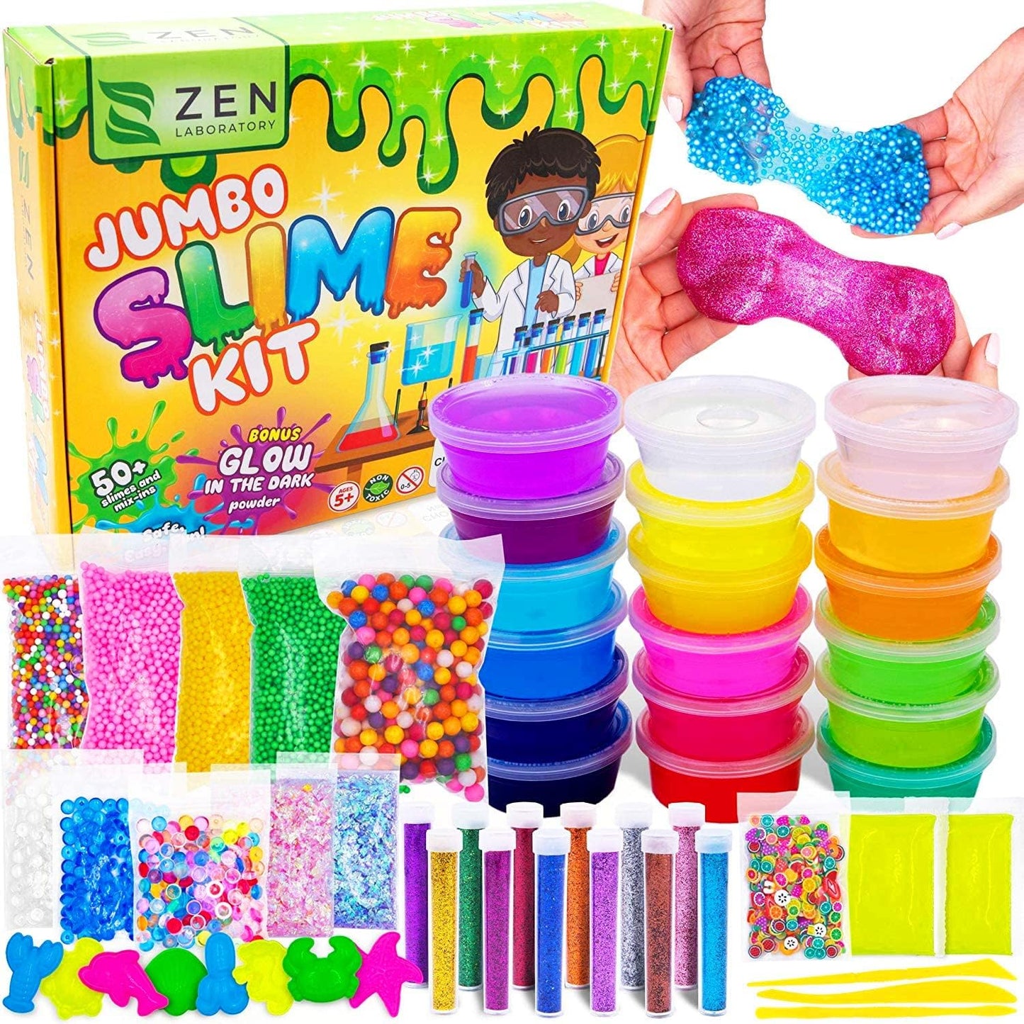 Zen Laboratory Ultimate DIY Slime Making Kit front view showcasing the complete jumbo craft set box.