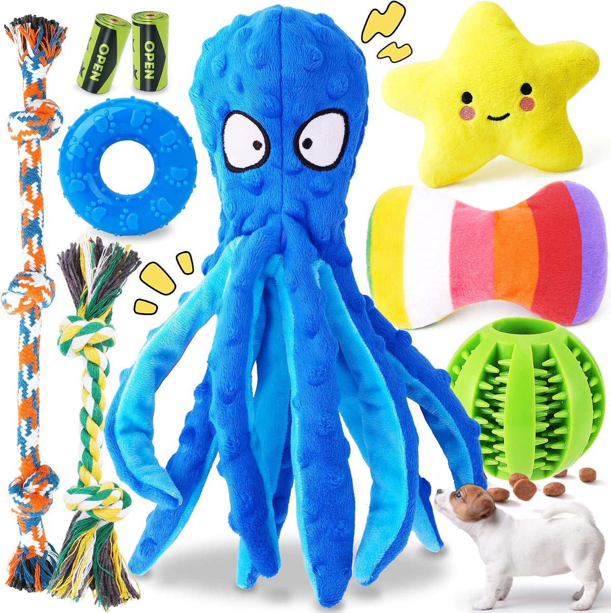 KIPRITII 9 Pack Interactive Puppy Dog Toys complete bundle set front view displayed neatly