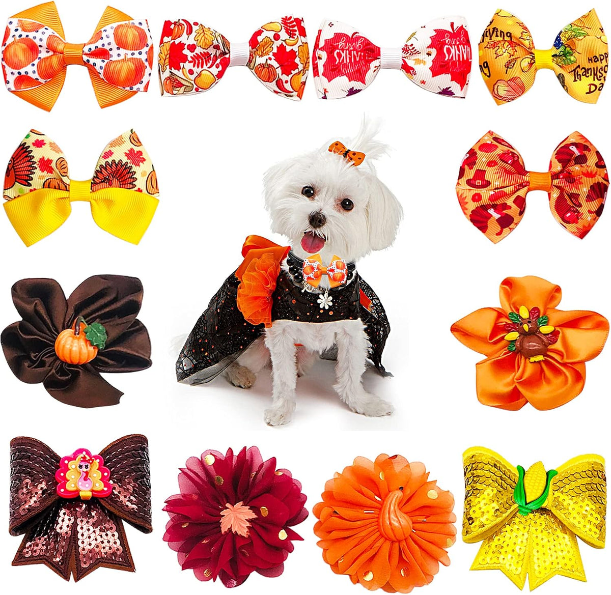 PET SHOW 4pcs Small Dogs Collar Flowers and Bows Charms For Festival Holiday Party Cats Rabbits Slides on Collars Leashes Puppies Medium Dog Collar Attachment - Image 15