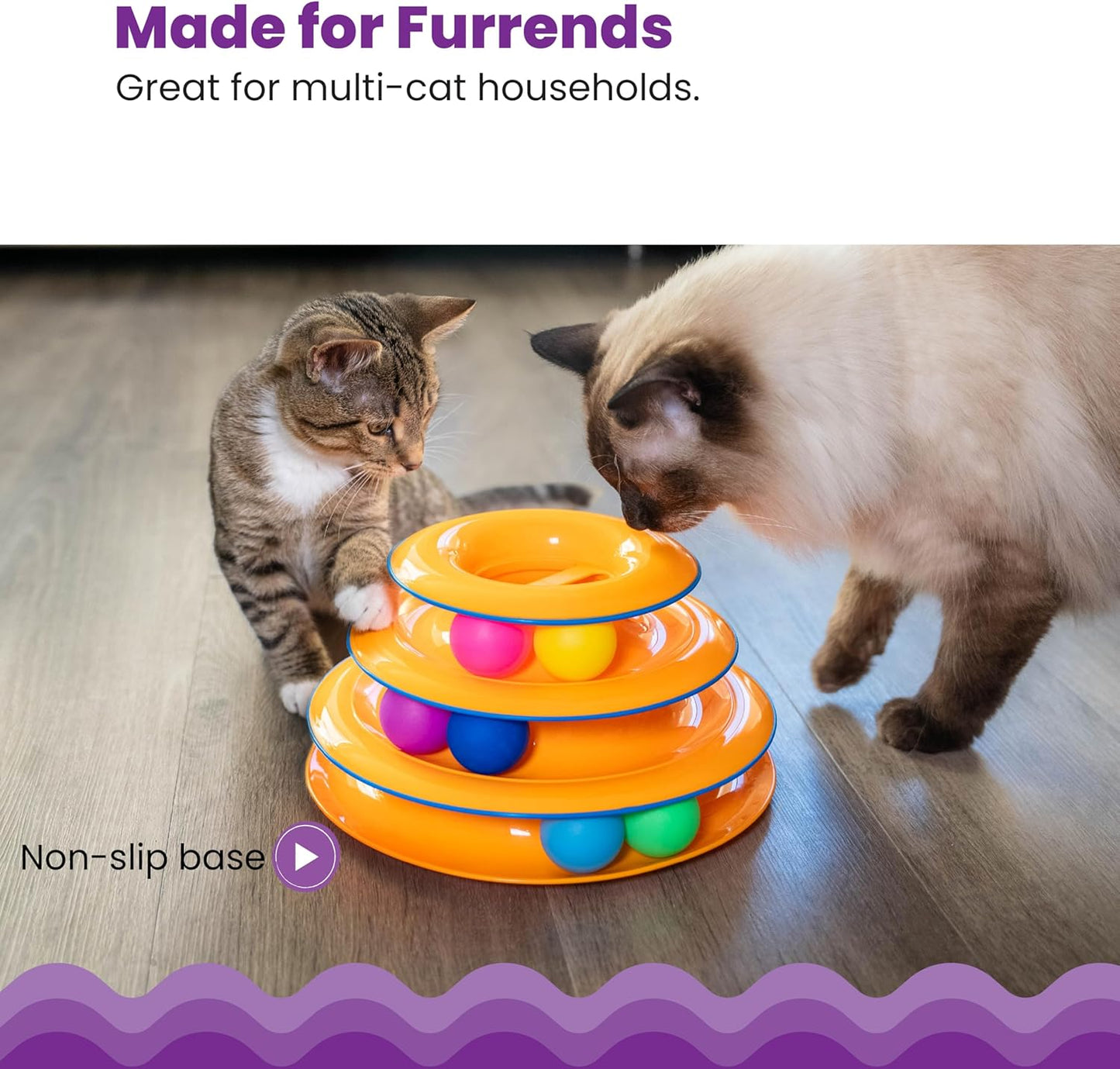 Catstages interactive cat enrichment tower with non slip base pads