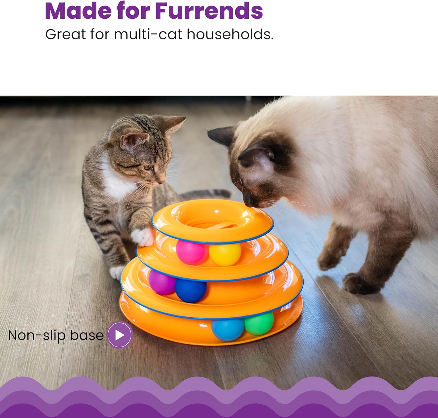 Catstages interactive cat enrichment tower with non slip base pads