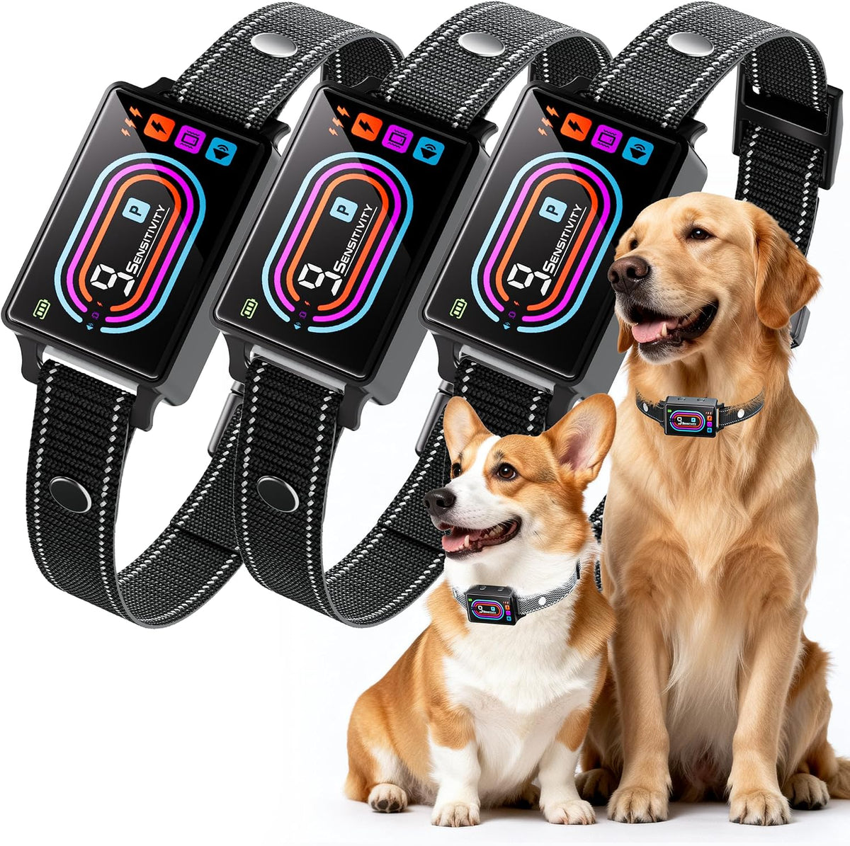 Keoge bark collar on a dog model demonstrating fit