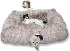XxingSheep 4 Cave Shuttled XL Cat Tunnel Bed for Indoor Cats Peekaboo Toy Donut with Warm Mat - Image 9