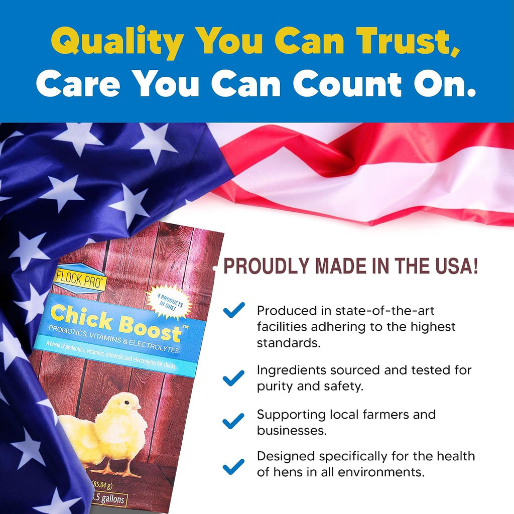 Healthy baby chicks drinking water with Flock Pro supplement