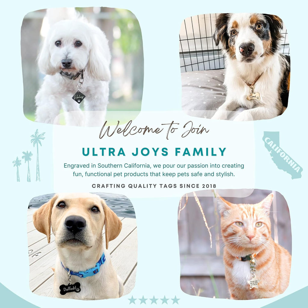 Ultra Joys Dog Tags Personalized for Pets - Hollow Paw Custom Pet ID Tag - Engraved Dog Tag for Small, Large Dogs - Large Bone in Black - Image 9