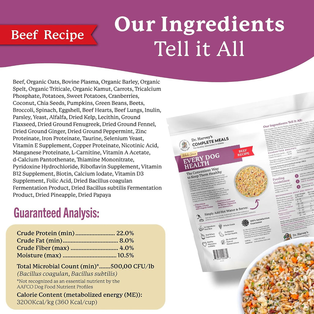 Premium Dr. Harvey's Every Dog Health dehydrated dog food product stack