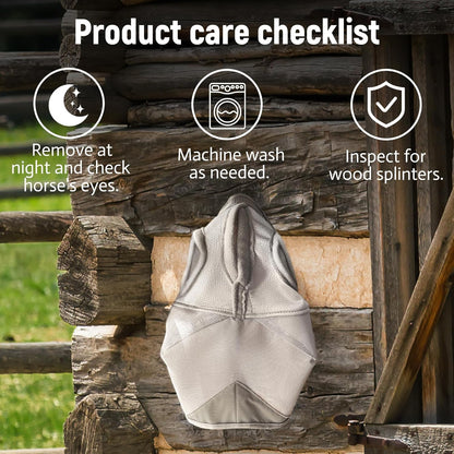 Raelitego horse fly mask showing ear-less design details