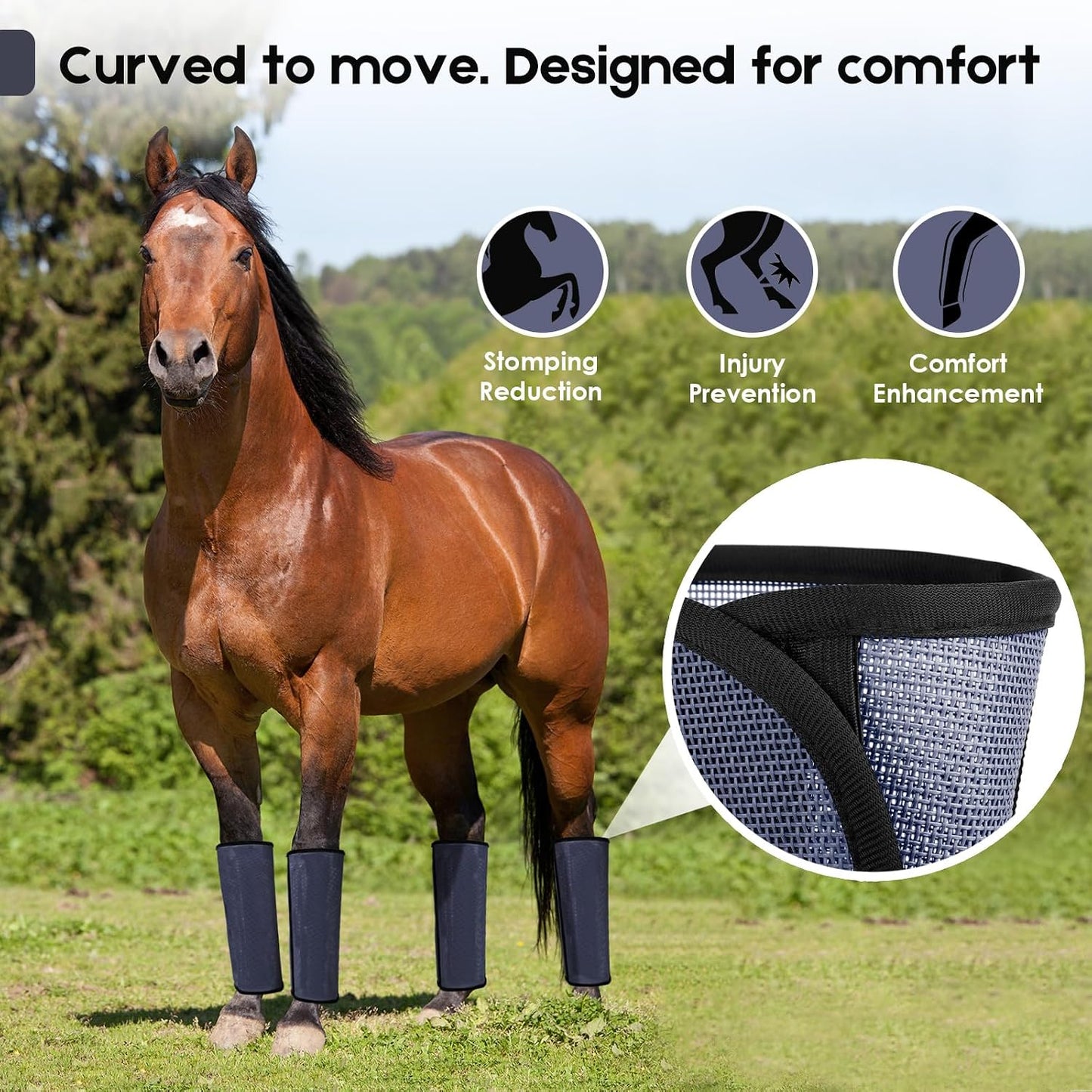 Breathable mesh fabric texture detail on TAILNERY equine leg protection