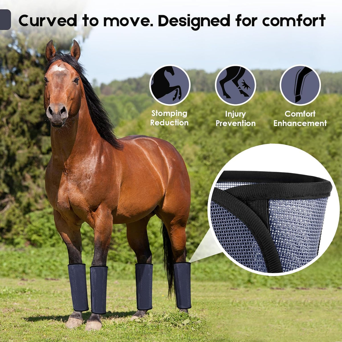 Breathable mesh fabric texture detail on TAILNERY equine leg protection