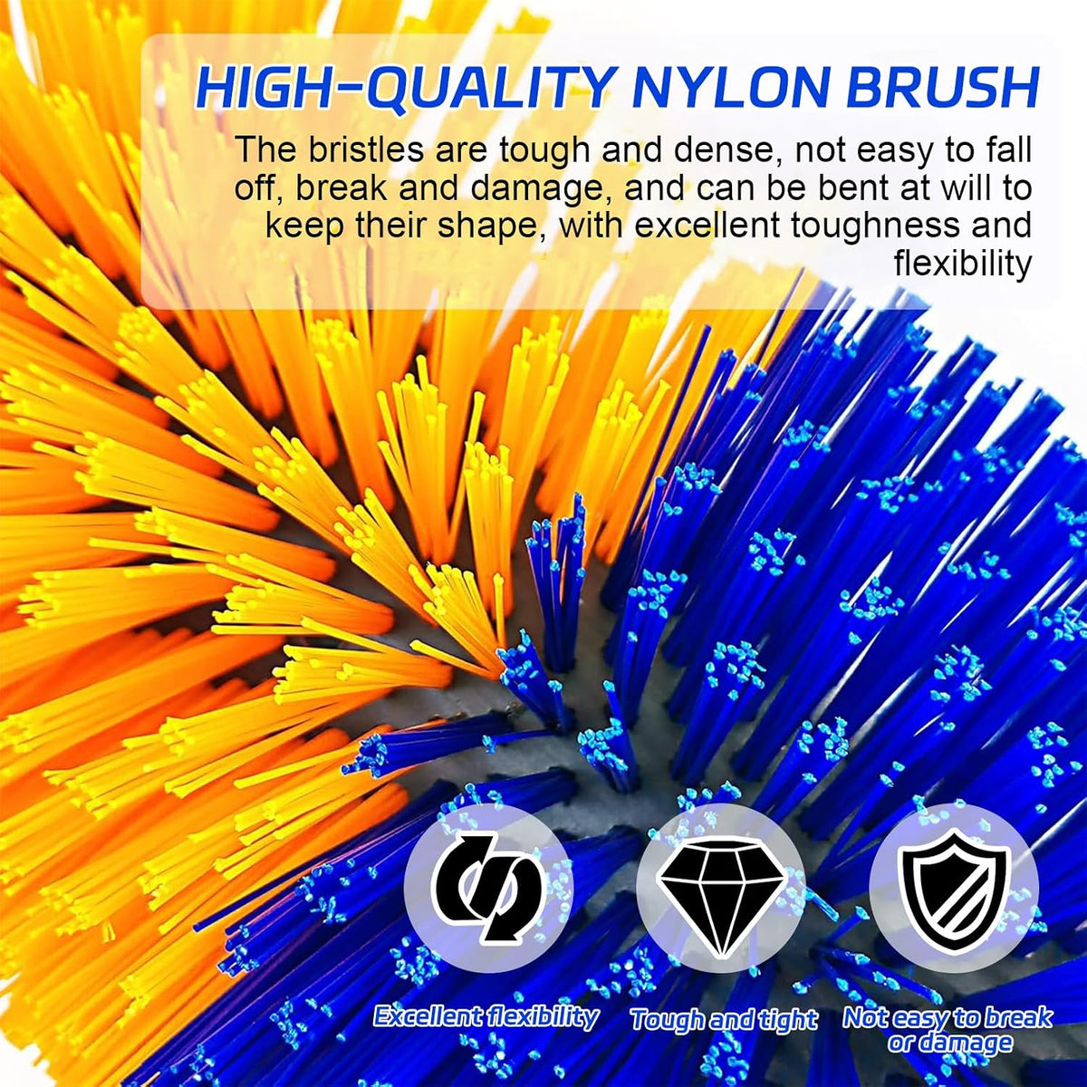 Close up of durable nylon bristles on Tagysh livestock scratcher