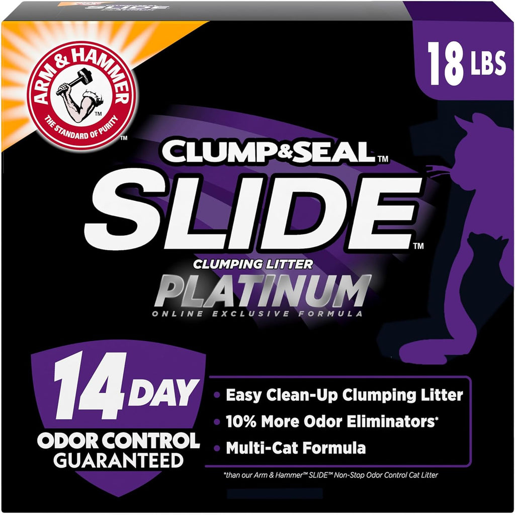 Arm and Hammer slide platinum multi cat clumping cat litter box front view