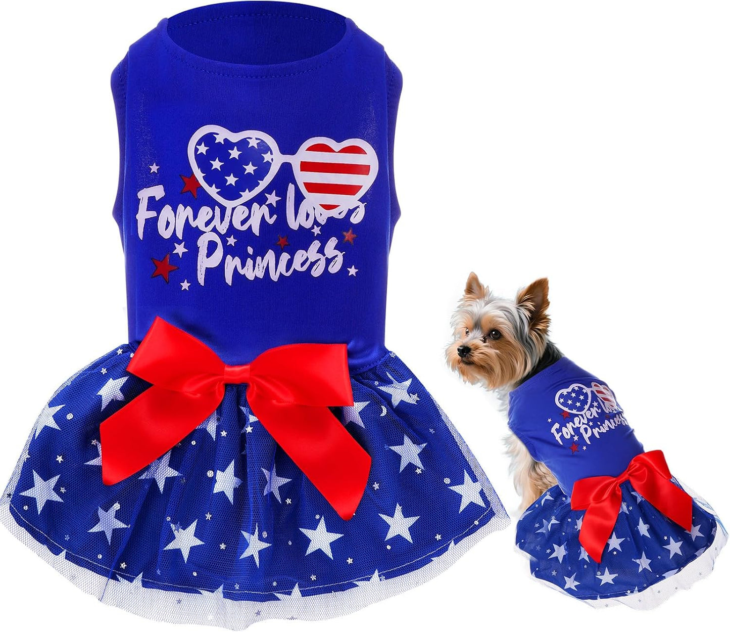 Phnydreg 4th of July dog dress front view authentic imported pet clothing