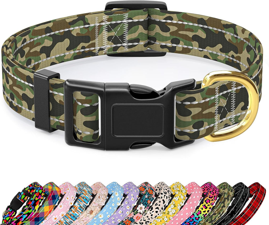 Reflective Dog Collar for Medium Dogs, Cute Leopard Style Adjustable Heavy-Duty Nylon Puppy Collar for Boy and Girl Female, Soft Pet Accessories with Quick Release Buckle, Neon - Image 13