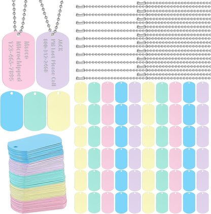 Yinkin 200 Pcs Personalized Military Dog Tags Set Including 100 Pcs Aluminum Blank Dog Tags for Engraving 100 Ball Steel Chain Rectangle Metal Blank Stamping Label for DIY Craft(Black) - Image 13
