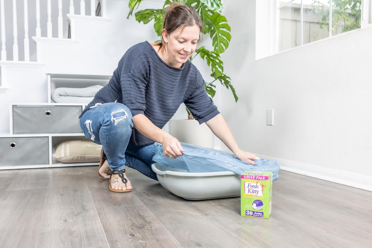 Fresh Kitty thick plastic cat litter pan liners