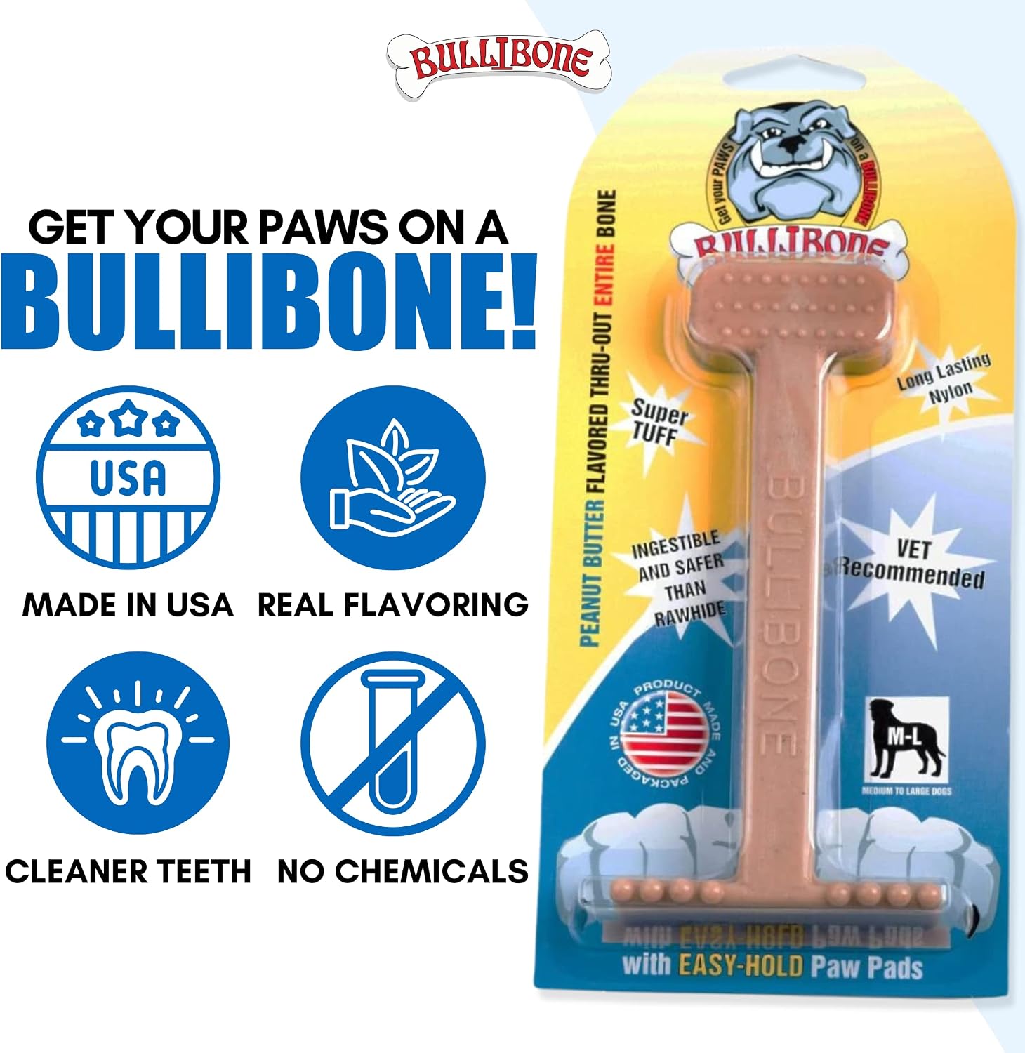 Side profile of Bullibone nylon bone for aggressive chewers