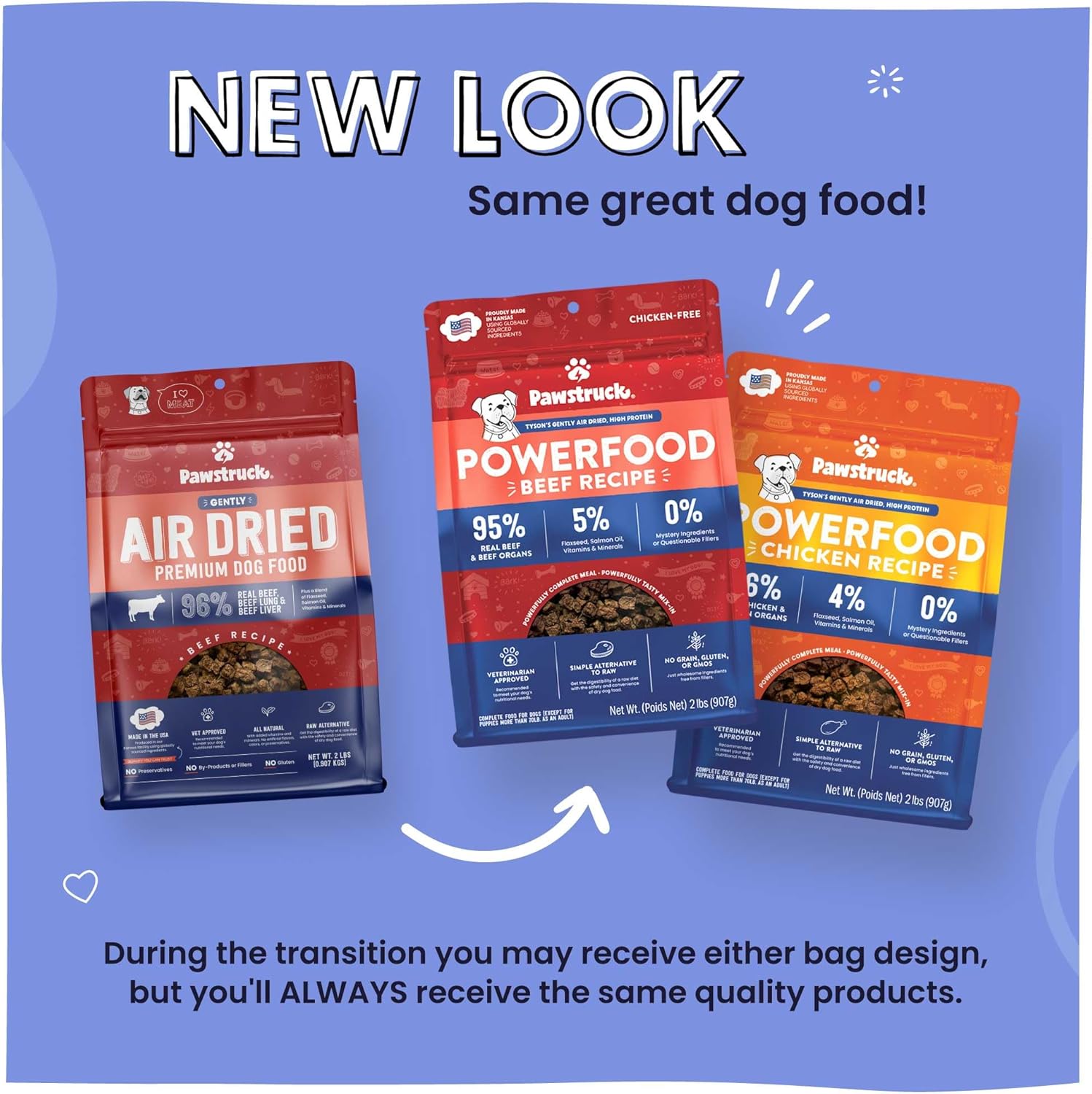 Pawstruck high protein limited ingredient beef dog food packaging details