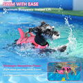 Dogcheer pink scales shark dog life vest side profile view
