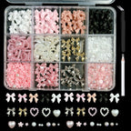 Bana Art gold bow nail charms kit front view in packaging