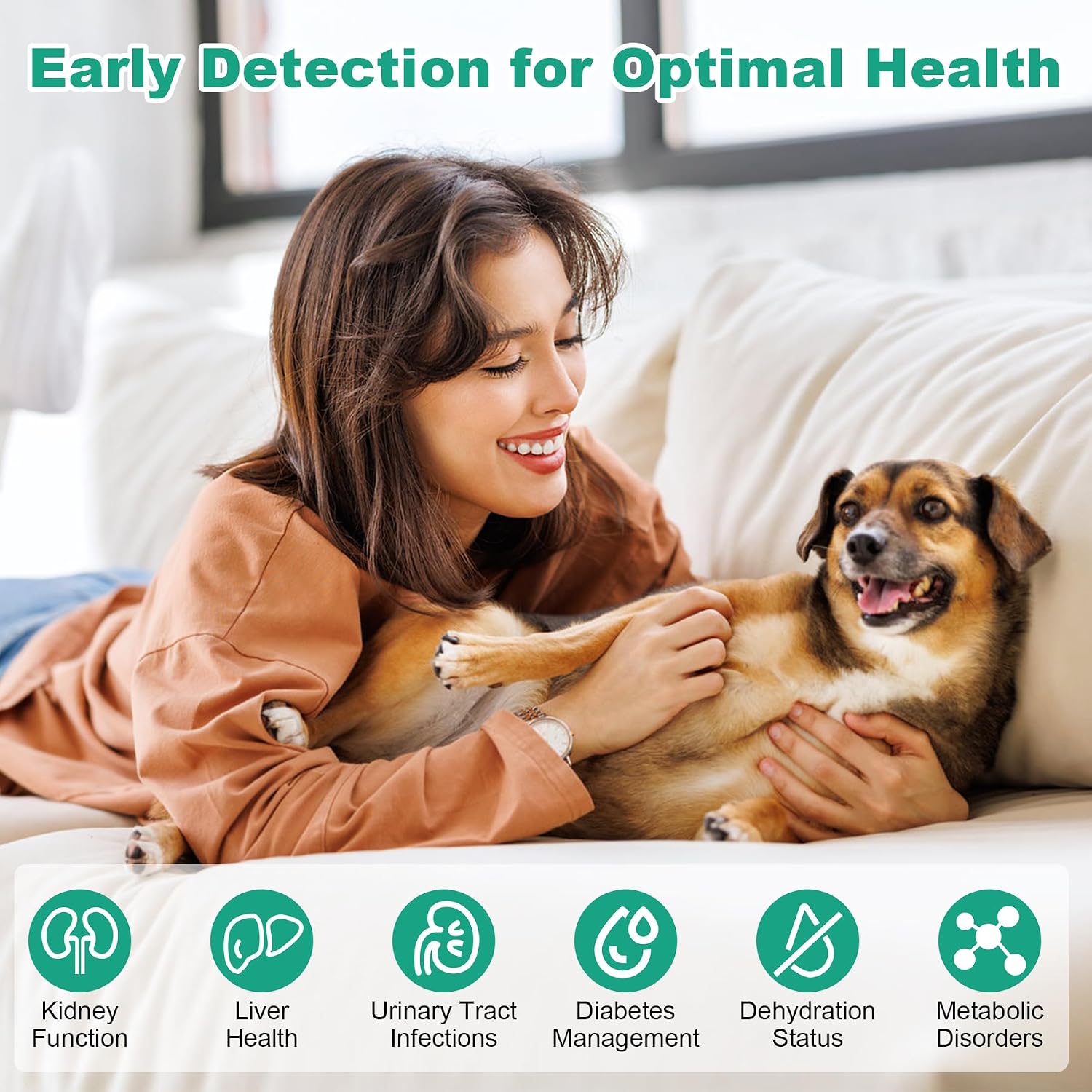 SaySummer urine test strips for dogs and cats highlighting the ten parameter indicators.