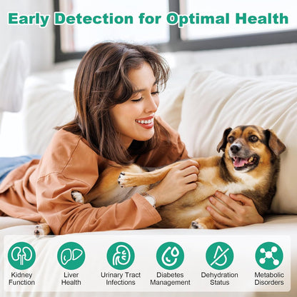 SaySummer urine test strips for dogs and cats highlighting the ten parameter indicators.