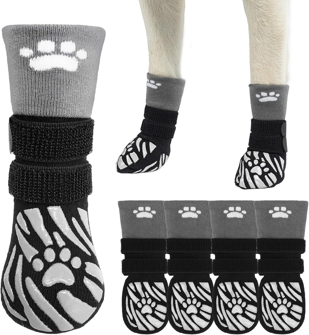 SCENEREAL Dog Socks to Prevent Licking Paws for Hot/Cold Pavement, Dog Boots & Paw Protectors for Small Medium Large Dogs, Senior Dog Grippy Socks Booties for Hardwood Floors Winter Outdoor, Pink M - Image 9