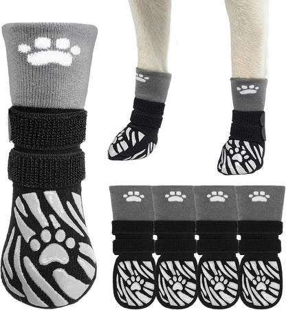 SCENEREAL Dog Socks to Prevent Licking Paws for Hot/Cold Pavement, Dog Boots & Paw Protectors for Small Medium Large Dogs, Senior Dog Grippy Socks Booties for Hardwood Floors Winter Outdoor, Pink M - Image 9