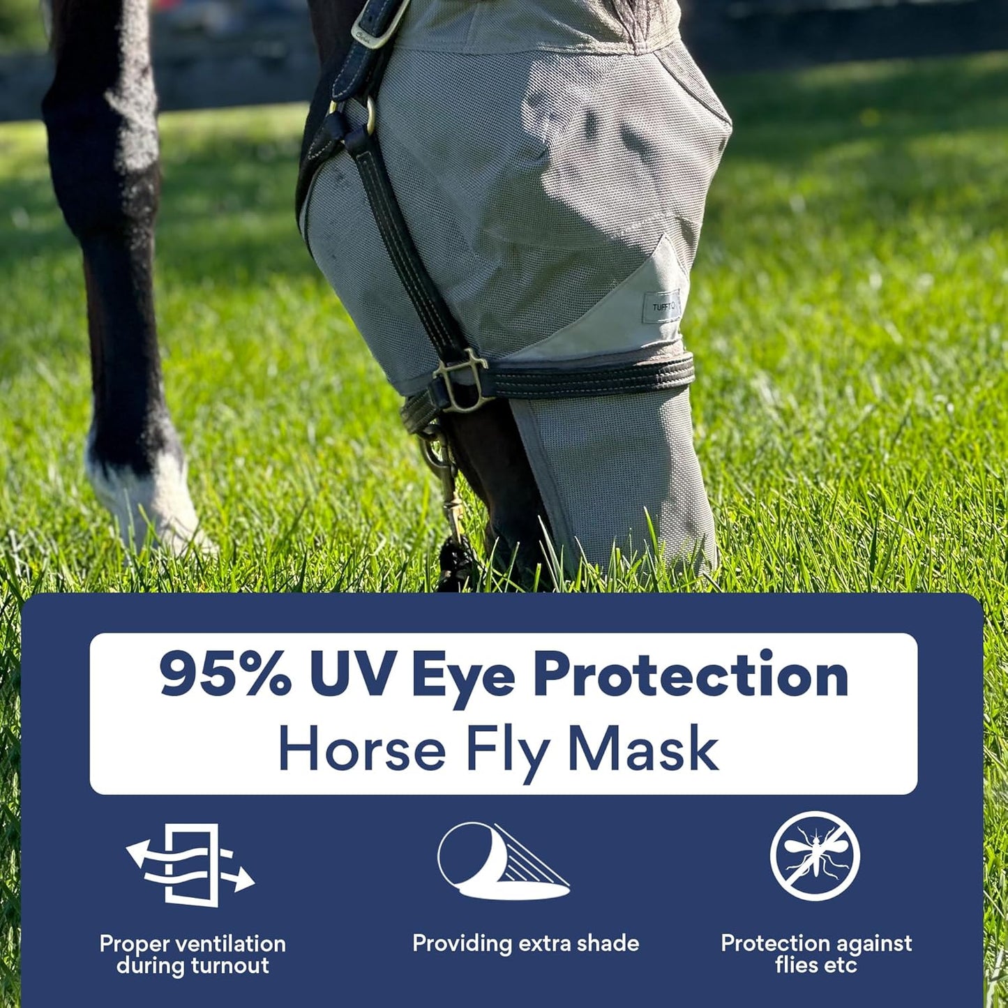 Tuffteq fly mask ear protection detail for horses